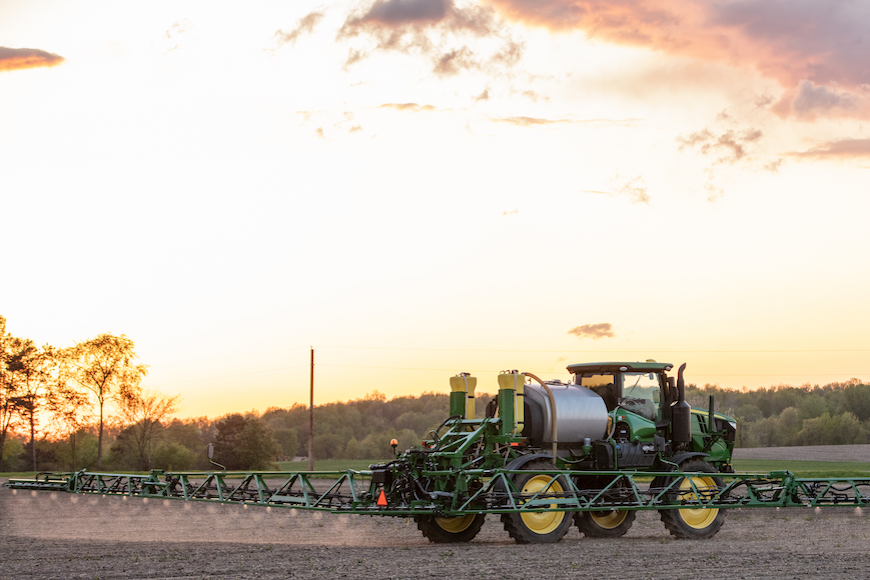 Sprayer on a recently harvested field.